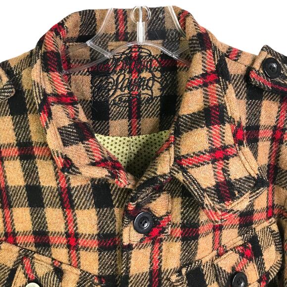 Brown Sound Wool Blend Plaid Button Up Long Sleeve Flannel Jacket Men’s M - Picture 4 of 11